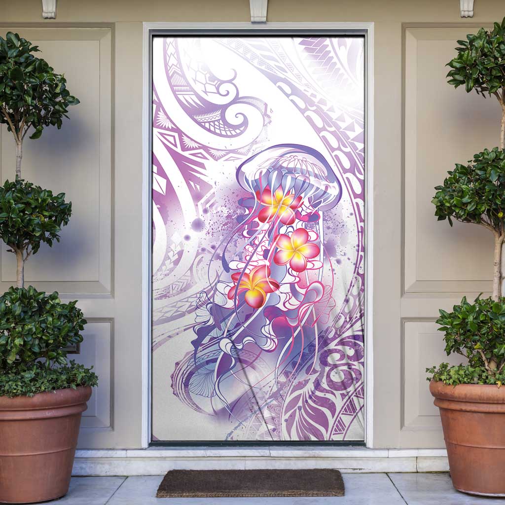 Lavender Polynesian Jellyfish Door Cover Watercolor Glows - Polynesian Pride