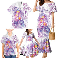 Lavender Polynesian Jellyfish Family Matching Mermaid Dress and Hawaiian Shirt Watercolor Glows - Polynesian Pride