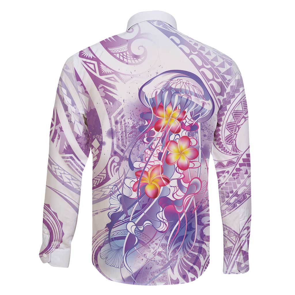 Lavender Polynesian Jellyfish Family Matching Off Shoulder Maxi Dress and Hawaiian Shirt Watercolor Glows - Polynesian Pride