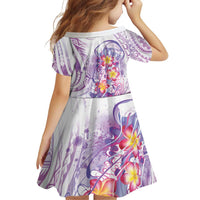 Lavender Polynesian Jellyfish Family Matching Off Shoulder Short Dress and Hawaiian Shirt Watercolor Glows - Polynesian Pride