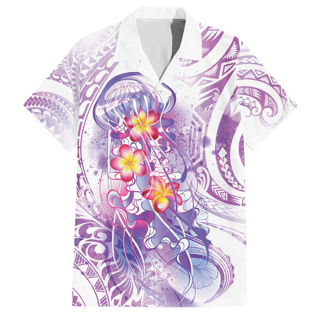 Lavender Polynesian Jellyfish Family Matching Puletasi and Hawaiian Shirt Watercolor Glows - Polynesian Pride