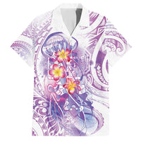 Lavender Polynesian Jellyfish Family Matching Puletasi and Hawaiian Shirt Watercolor Glows - Polynesian Pride