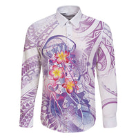 Lavender Polynesian Jellyfish Family Matching Short Sleeve Bodycon Dress and Hawaiian Shirt Watercolor Glows - Polynesian Pride