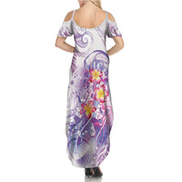 Lavender Polynesian Jellyfish Family Matching Summer Maxi Dress and Hawaiian Shirt Watercolor Glows - Polynesian Pride