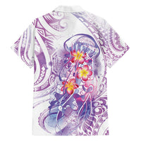 Lavender Polynesian Jellyfish Hawaiian Shirt Watercolor Glows - Polynesian Pride