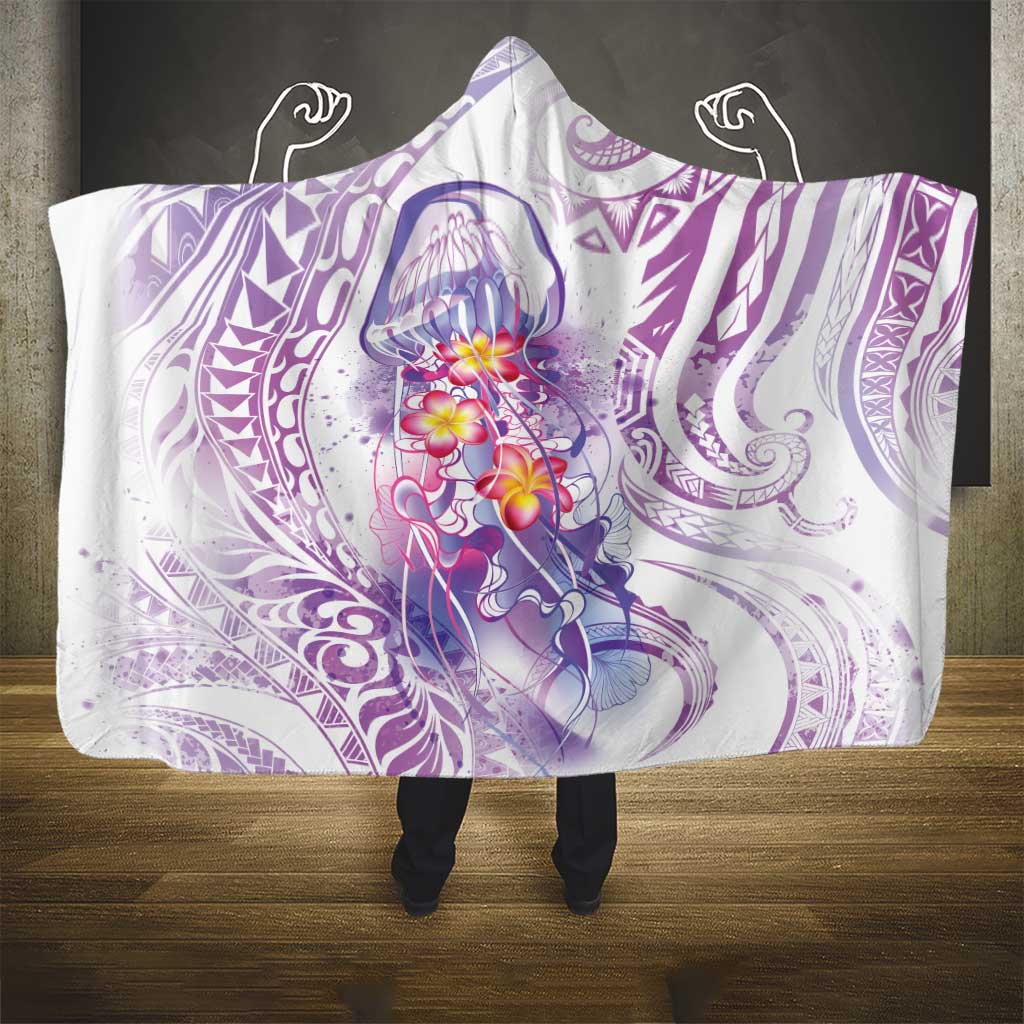 Lavender Polynesian Jellyfish Hooded Blanket Watercolor Glows - Polynesian Pride