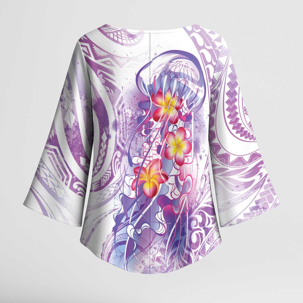 Lavender Polynesian Jellyfish Kimono Sleeve Blouse Watercolor Glows - Polynesian Pride