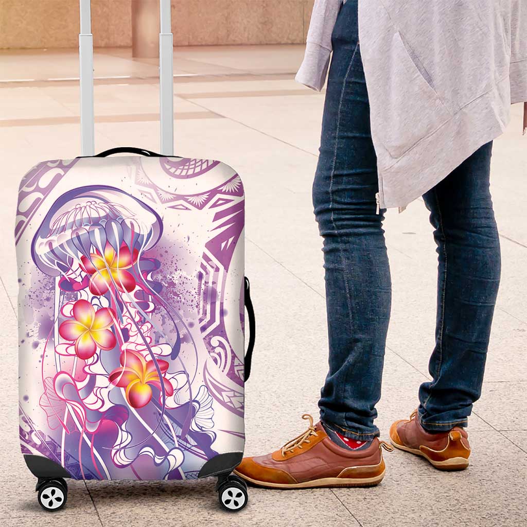 Lavender Polynesian Jellyfish Luggage Cover Watercolor Glows - Polynesian Pride
