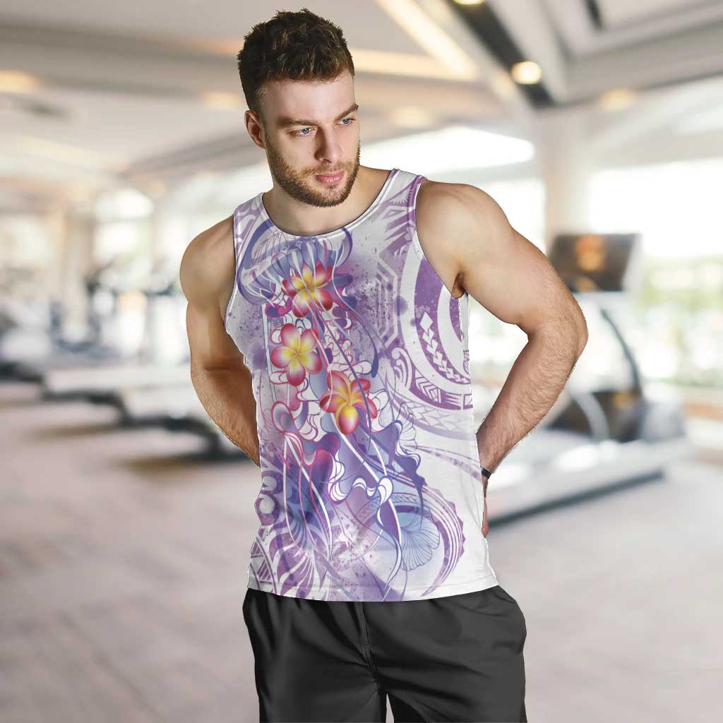 Lavender Polynesian Jellyfish Men Tank Top Watercolor Glows - Polynesian Pride