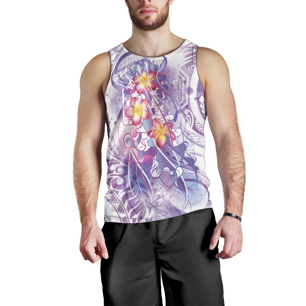 Lavender Polynesian Jellyfish Men Tank Top Watercolor Glows - Polynesian Pride