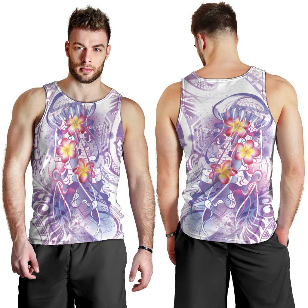 Lavender Polynesian Jellyfish Men Tank Top Watercolor Glows - Polynesian Pride