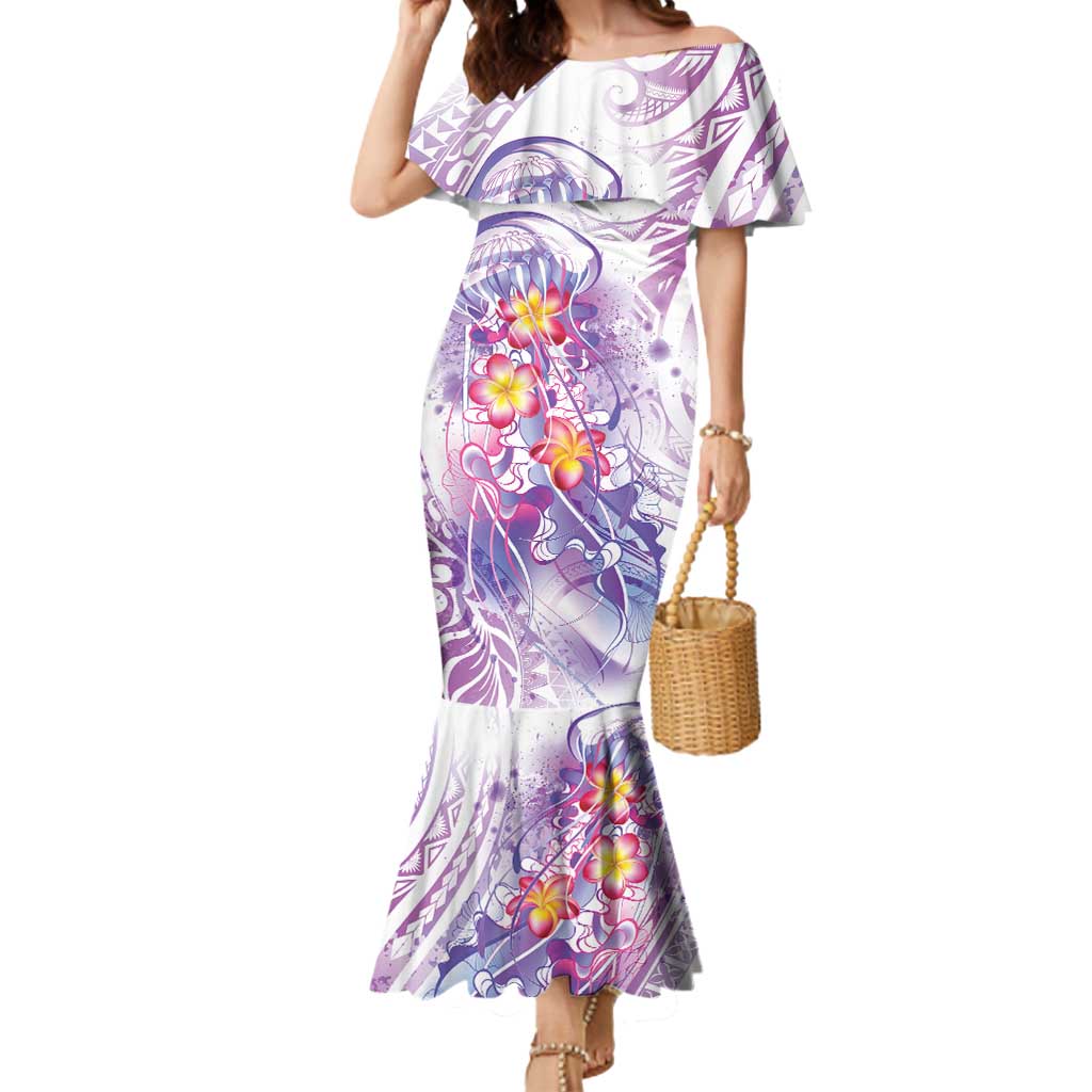 Lavender Polynesian Jellyfish Mermaid Dress Watercolor Glows - Polynesian Pride