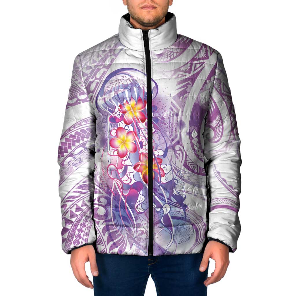 Lavender Polynesian Jellyfish Padded Jacket Watercolor Glows - Polynesian Pride