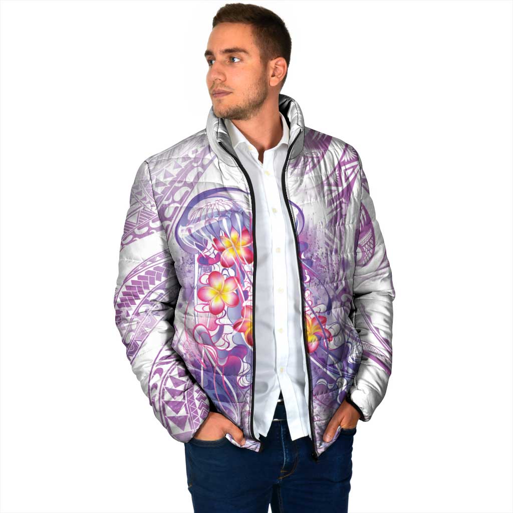 Lavender Polynesian Jellyfish Padded Jacket Watercolor Glows - Polynesian Pride