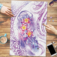Lavender Polynesian Jellyfish Puzzle Watercolor Glows - Polynesian Pride