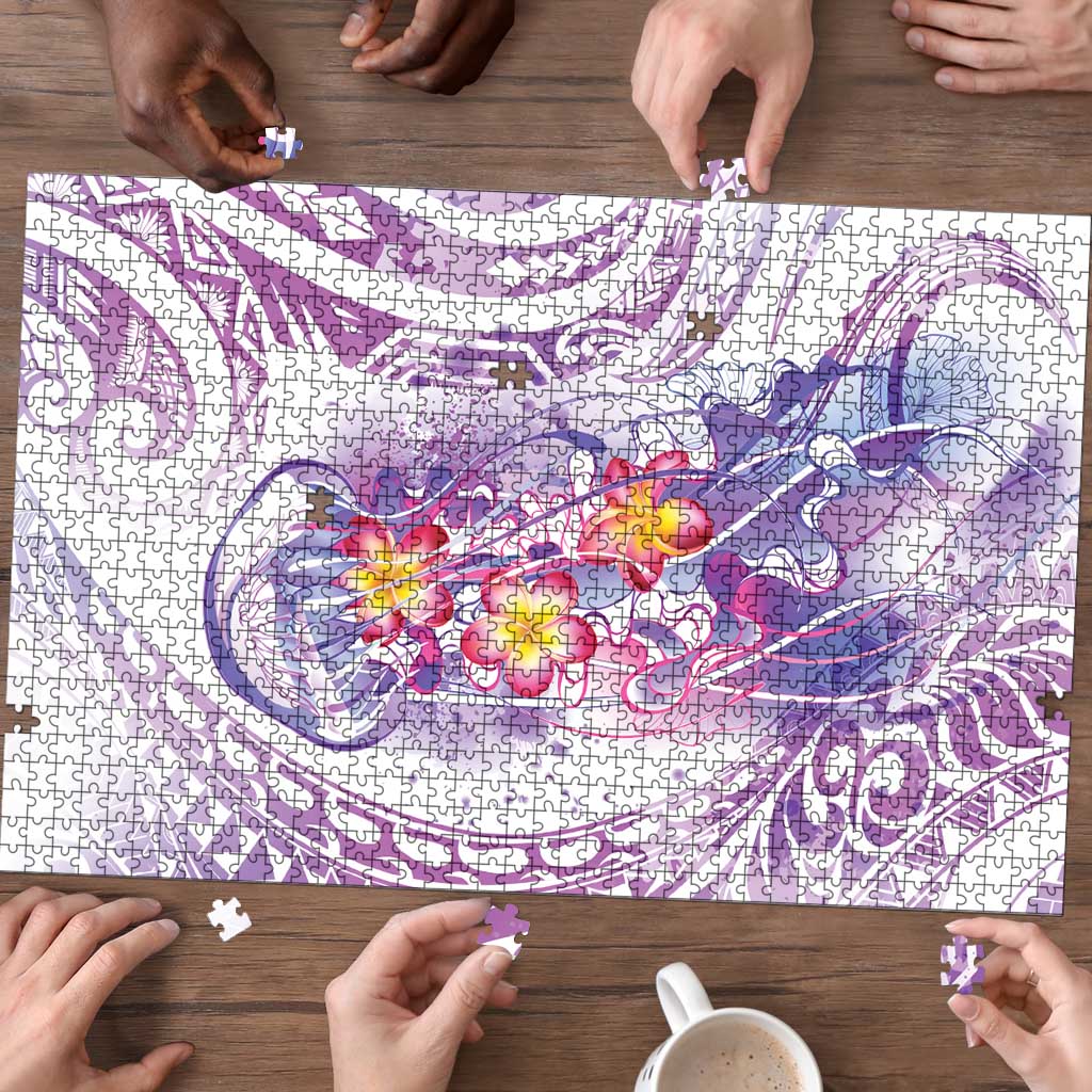 Lavender Polynesian Jellyfish Puzzle Watercolor Glows - Polynesian Pride