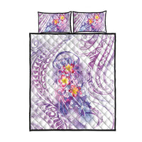 Lavender Polynesian Jellyfish Quilt Bed Set Watercolor Glows - Polynesian Pride