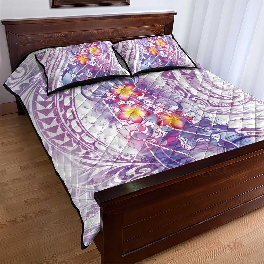 Lavender Polynesian Jellyfish Quilt Bed Set Watercolor Glows - Polynesian Pride