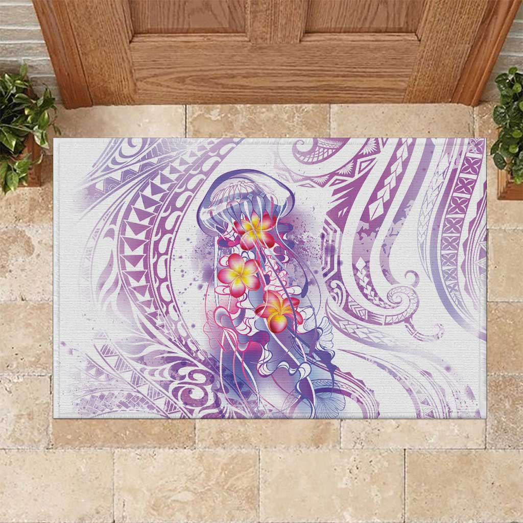 Lavender Polynesian Jellyfish Rubber Doormat Watercolor Glows - Polynesian Pride