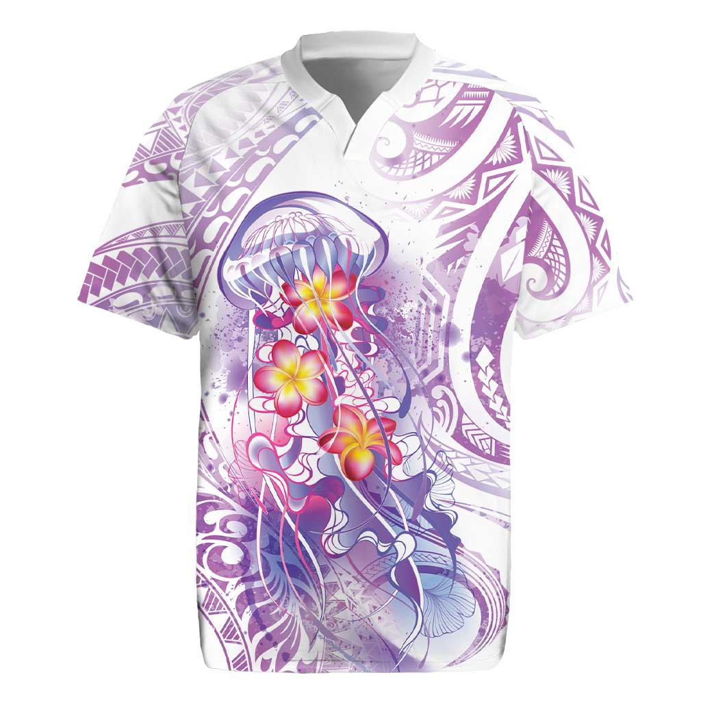 Lavender Polynesian Jellyfish Rugby Jersey Watercolor Glows - Polynesian Pride