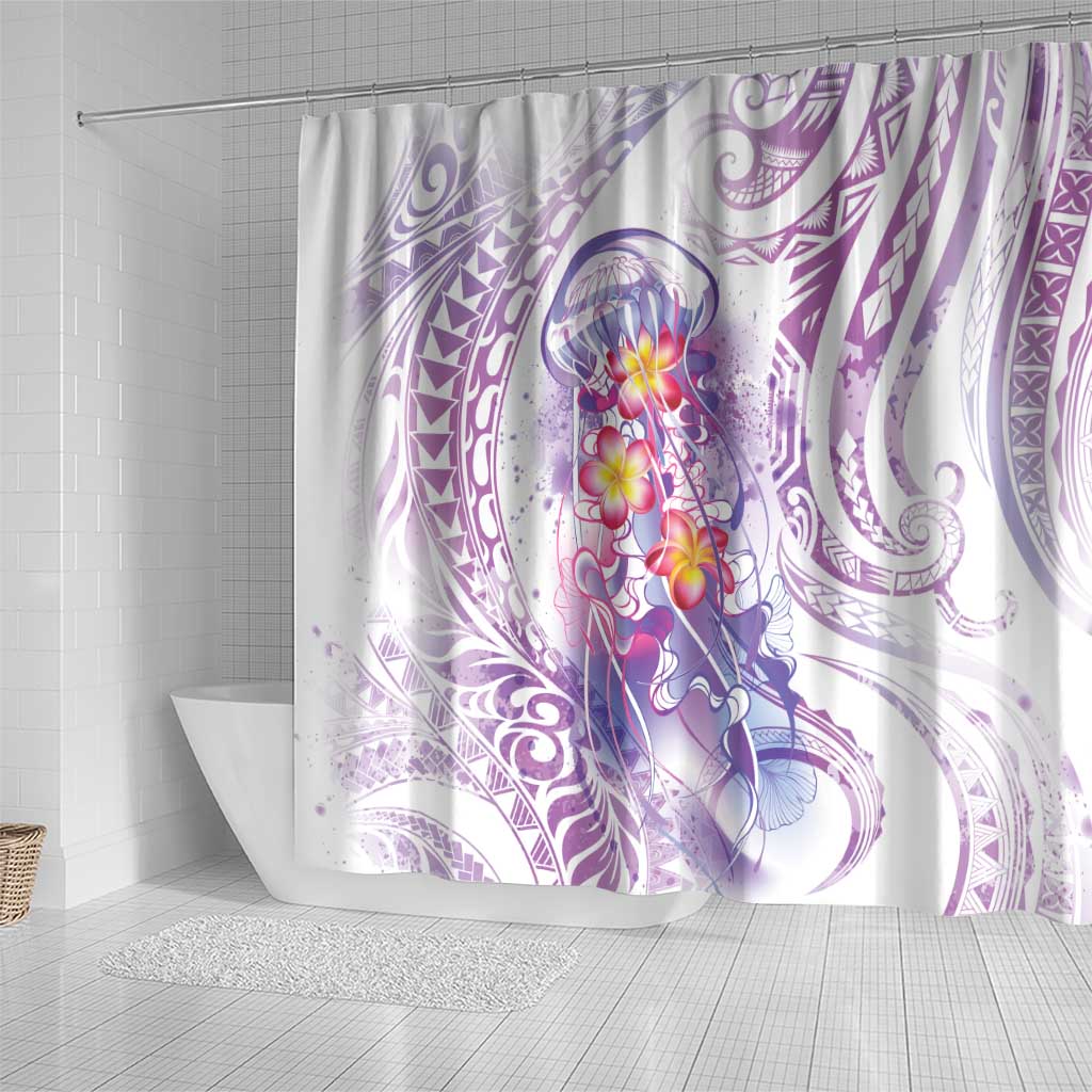 Lavender Polynesian Jellyfish Shower Curtain Watercolor Glows - Polynesian Pride