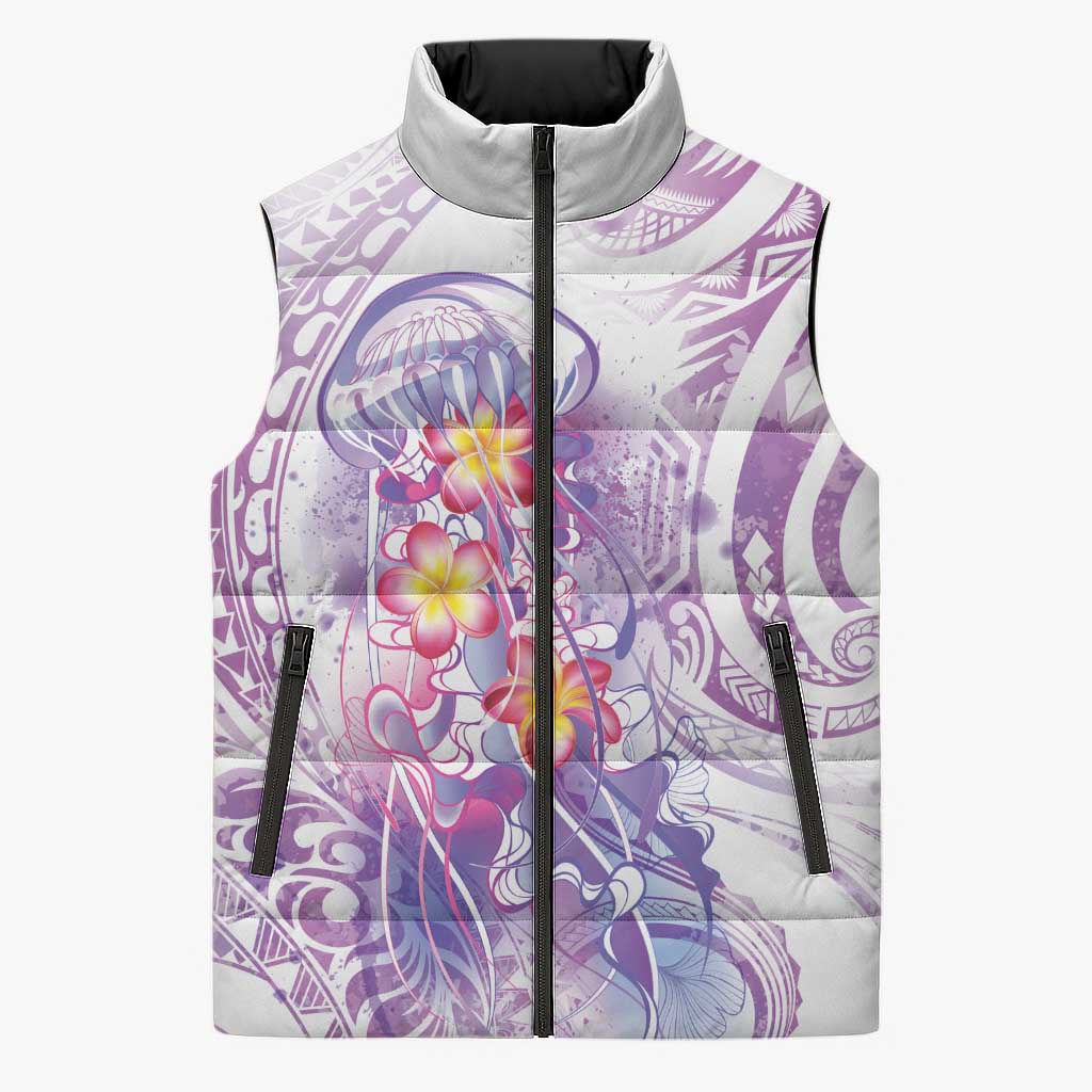 Lavender Polynesian Jellyfish Sleeveless Puffer Jacket Watercolor Glows - Polynesian Pride