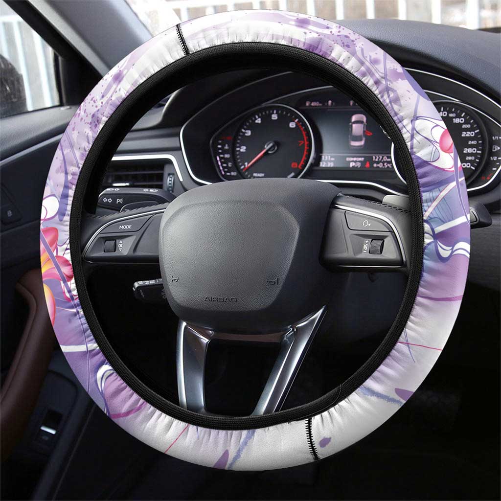 Lavender Polynesian Jellyfish Steering Wheel Cover Watercolor Glows - Polynesian Pride