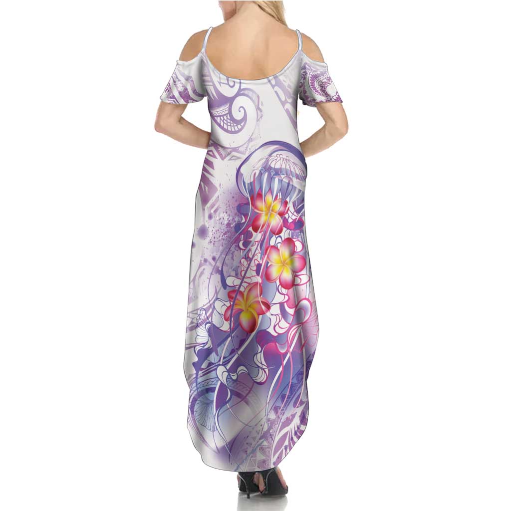 Lavender Polynesian Jellyfish Summer Maxi Dress Watercolor Glows - Polynesian Pride
