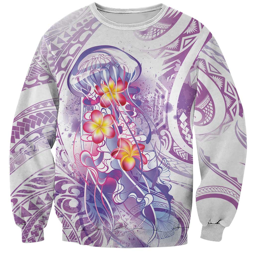 Lavender Polynesian Jellyfish Sweatshirt Watercolor Glows - Polynesian Pride
