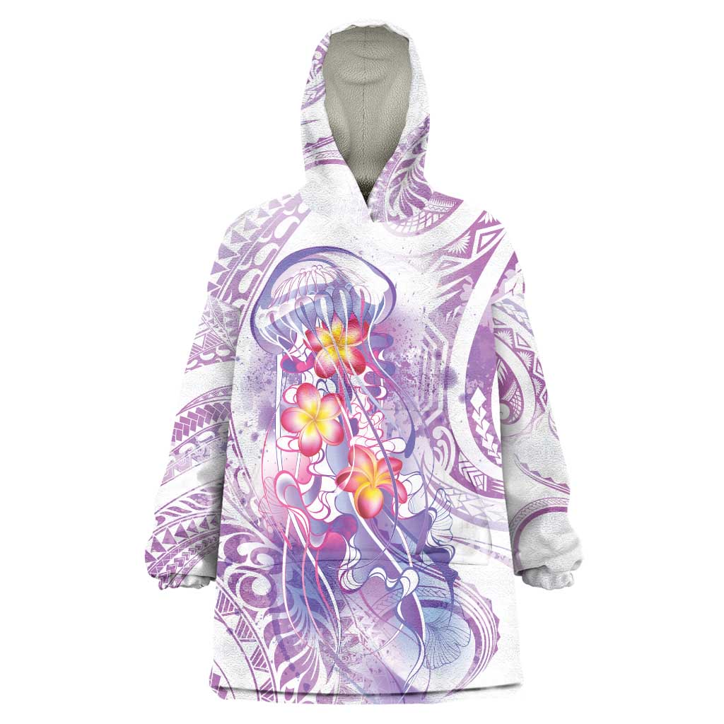 Lavender Polynesian Jellyfish Wearable Blanket Hoodie Watercolor Glows - Polynesian Pride