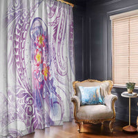 Lavender Polynesian Jellyfish Window Curtain Watercolor Glows - Polynesian Pride