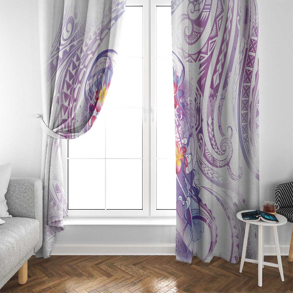 Lavender Polynesian Jellyfish Window Curtain Watercolor Glows - Polynesian Pride