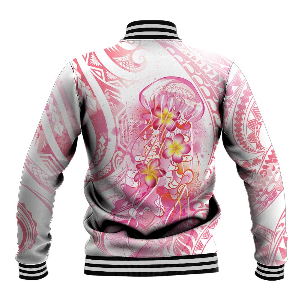 Rose Pink Polynesian Jellyfish Baseball Jacket Watercolor Glows - Polynesian Pride