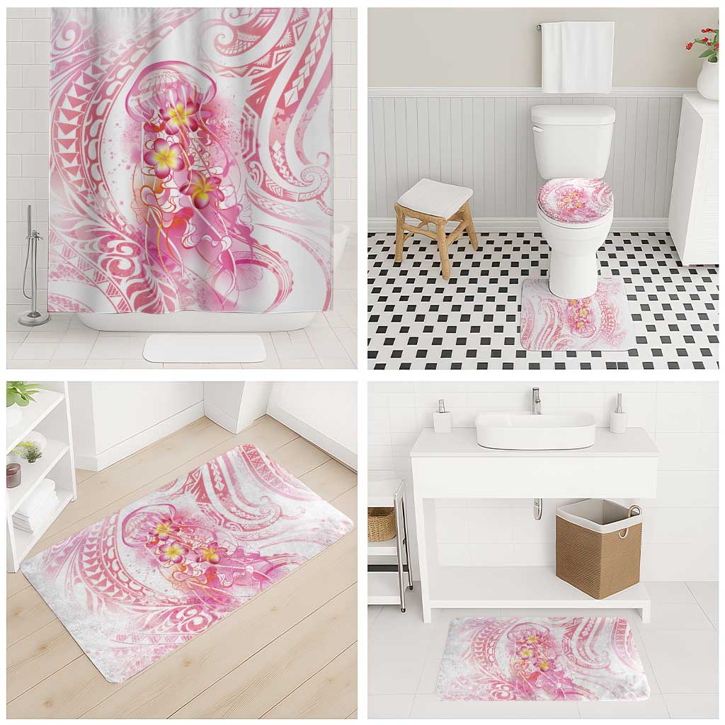 Rose Pink Polynesian Jellyfish Bathroom Set Watercolor Glows - Polynesian Pride