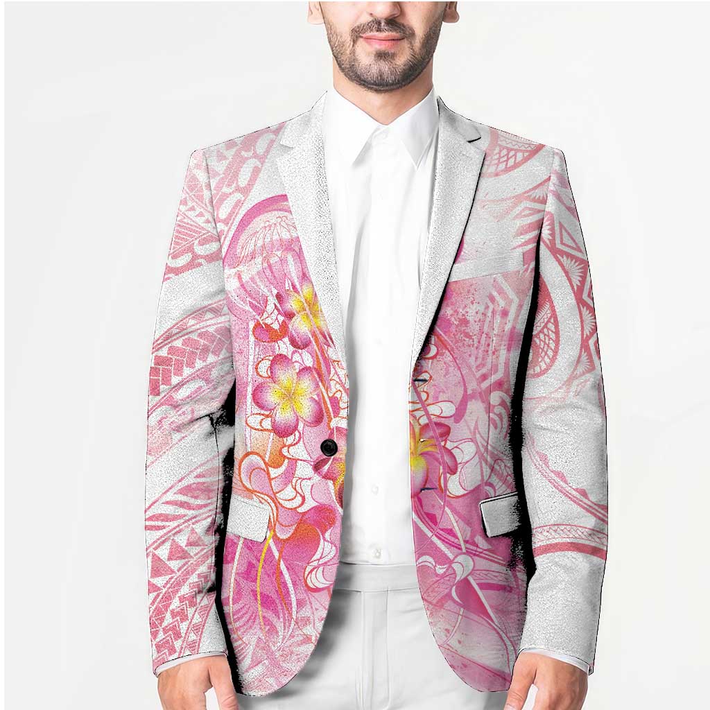 Rose Pink Polynesian Jellyfish Blazer Watercolor Glows - Polynesian Pride