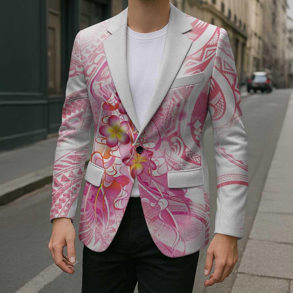 Rose Pink Polynesian Jellyfish Blazer Watercolor Glows - Polynesian Pride