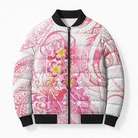 Rose Pink Polynesian Jellyfish Bomber Puffer Jacket Watercolor Glows - Polynesian Pride