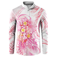 Rose Pink Polynesian Jellyfish Button Sweatshirt Watercolor Glows - Polynesian Pride