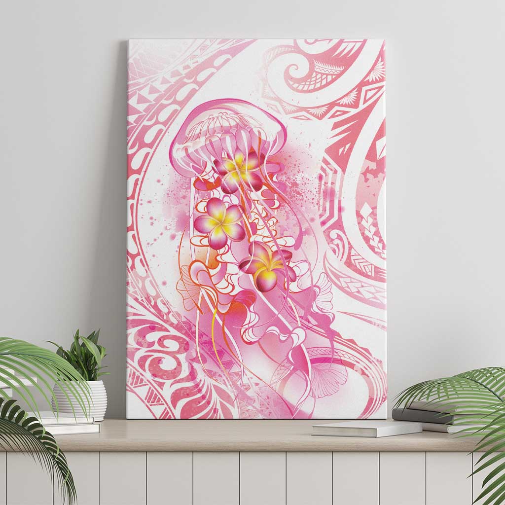 Rose Pink Polynesian Jellyfish Canvas Wall Art Watercolor Glows - Polynesian Pride