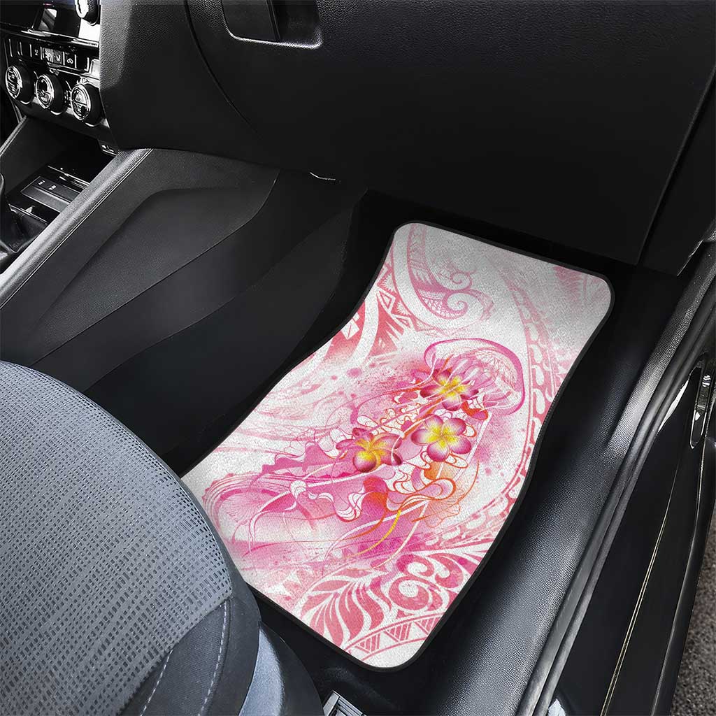 Rose Pink Polynesian Jellyfish Car Mats Watercolor Glows - Polynesian Pride