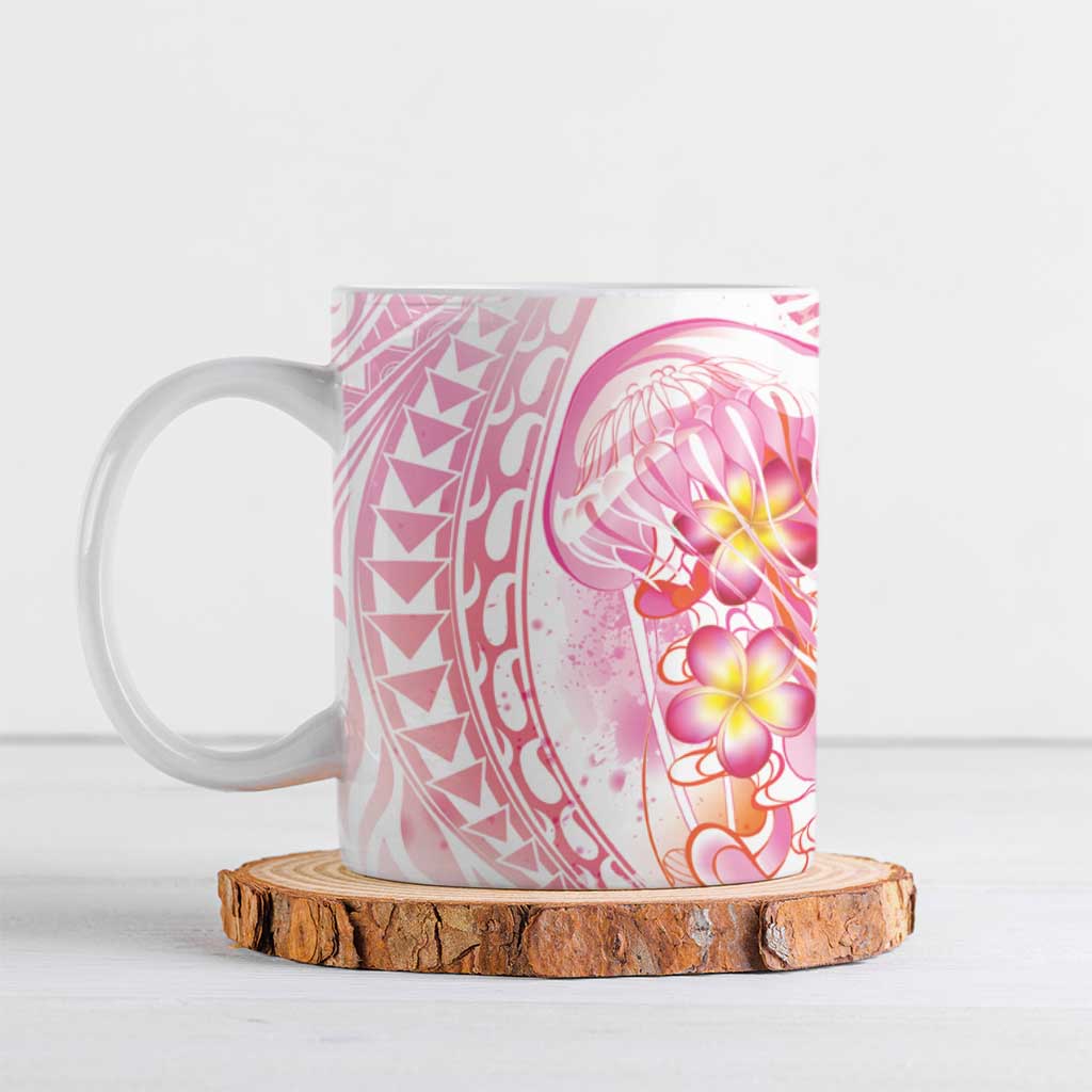 Rose Pink Polynesian Jellyfish Ceramic Mug Watercolor Glows - Polynesian Pride