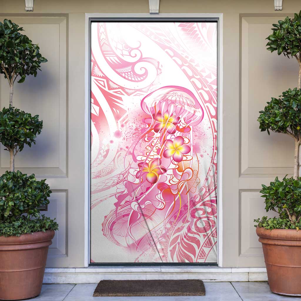 Rose Pink Polynesian Jellyfish Door Cover Watercolor Glows - Polynesian Pride