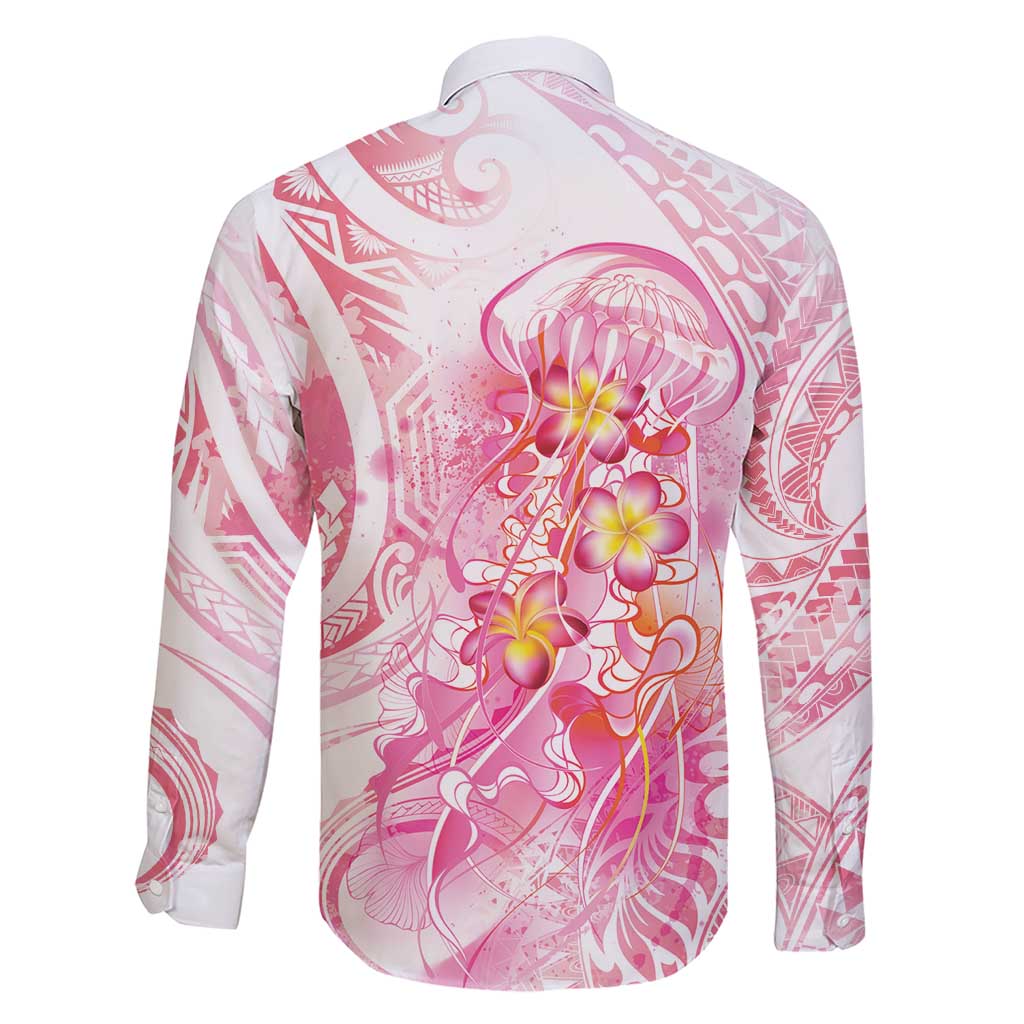 Rose Pink Polynesian Jellyfish Family Matching Short Sleeve Bodycon Dress and Hawaiian Shirt Watercolor Glows - Polynesian Pride