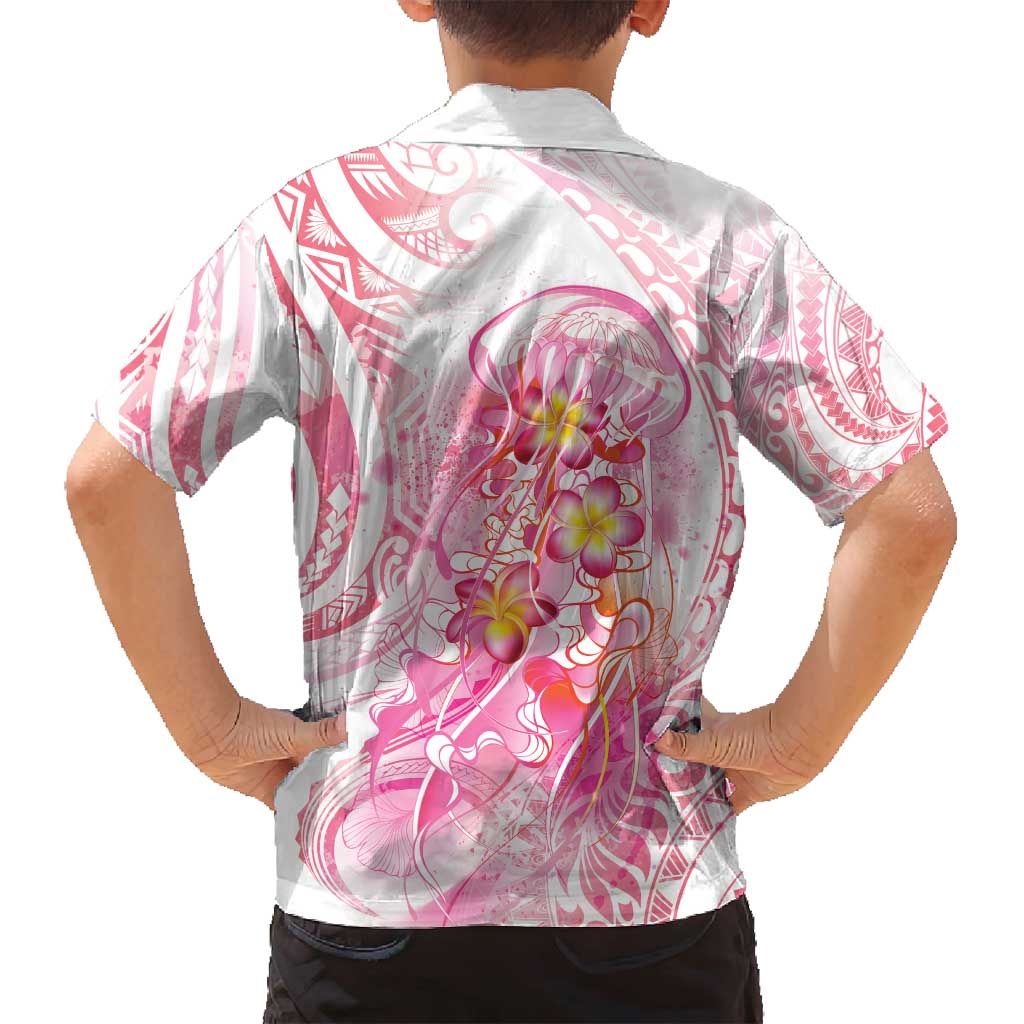 Rose Pink Polynesian Jellyfish Family Matching Summer Maxi Dress and Hawaiian Shirt Watercolor Glows - Polynesian Pride