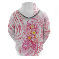 Rose Pink Polynesian Jellyfish Hoodie Watercolor Glows - Polynesian Pride