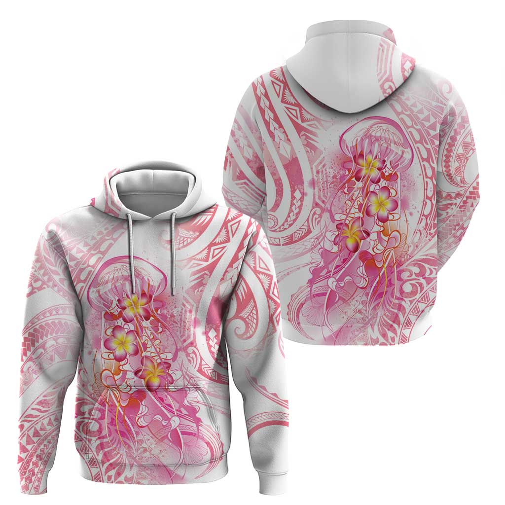 Rose Pink Polynesian Jellyfish Hoodie Watercolor Glows - Polynesian Pride