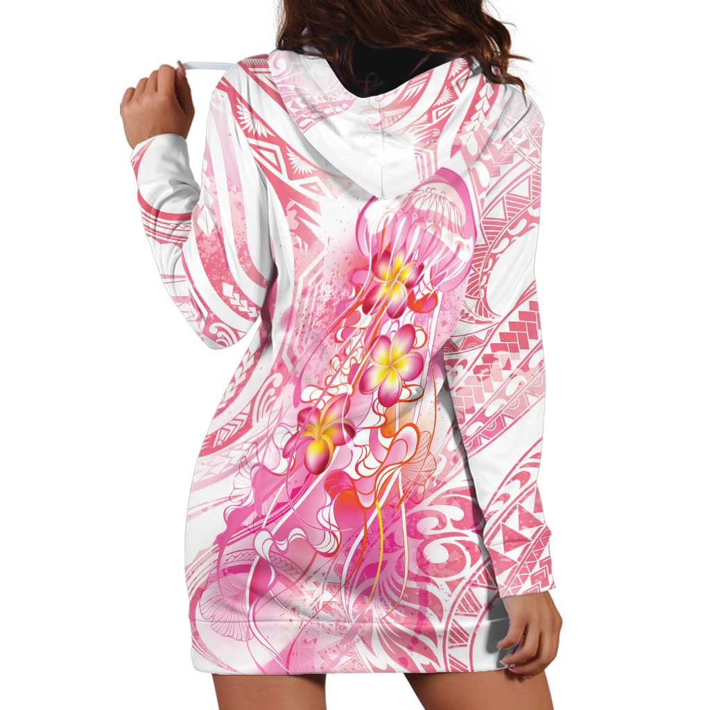 Rose Pink Polynesian Jellyfish Hoodie Dress Watercolor Glows - Polynesian Pride