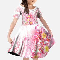 Rose Pink Polynesian Jellyfish Kid Short Sleeve Dress Watercolor Glows - Polynesian Pride