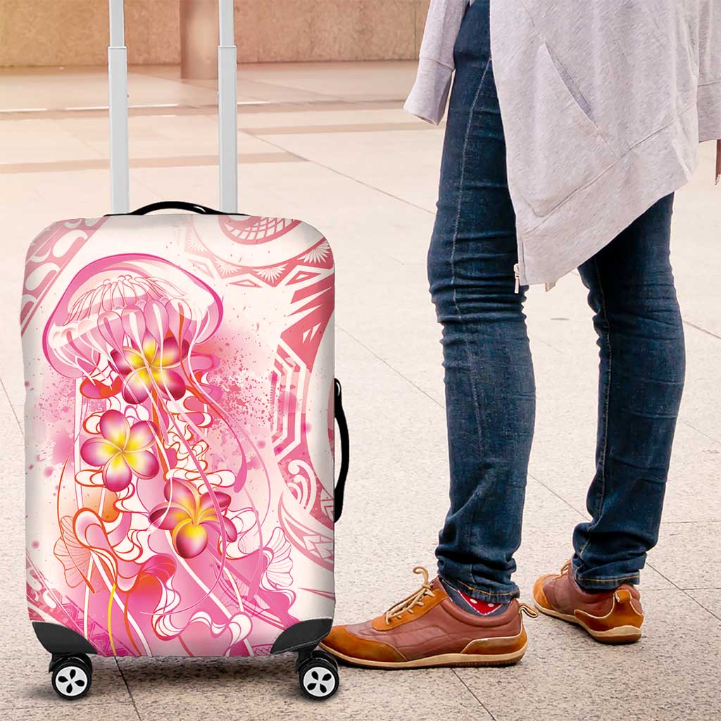 Rose Pink Polynesian Jellyfish Luggage Cover Watercolor Glows - Polynesian Pride