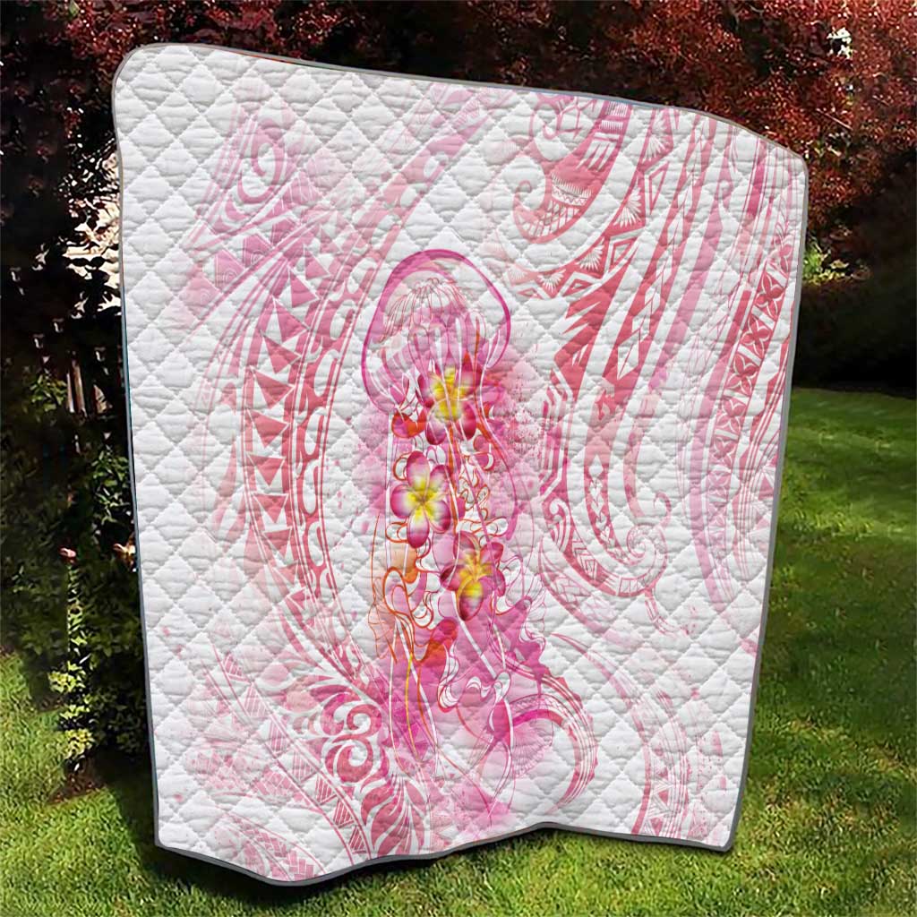 Rose Pink Polynesian Jellyfish Quilt Watercolor Glows - Polynesian Pride
